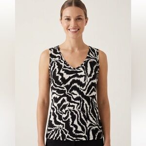 Nine West Black and White Patterned Super Soft Rayon Tank Top XL